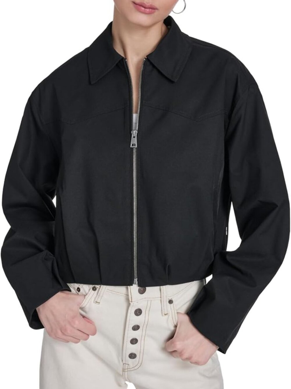 Levi's Womens Bubble Hem Bomber Jacket Coat: Black, Size M